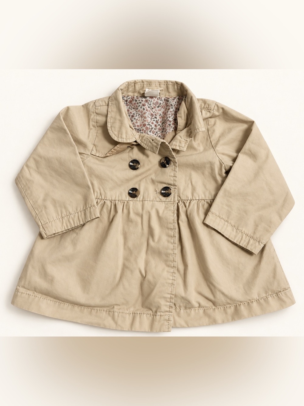 H&M Beige Girls' Double-Breasted Pea Coat